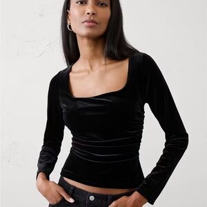 Banana Republic Factory Black Velvet Long Sleeve Top